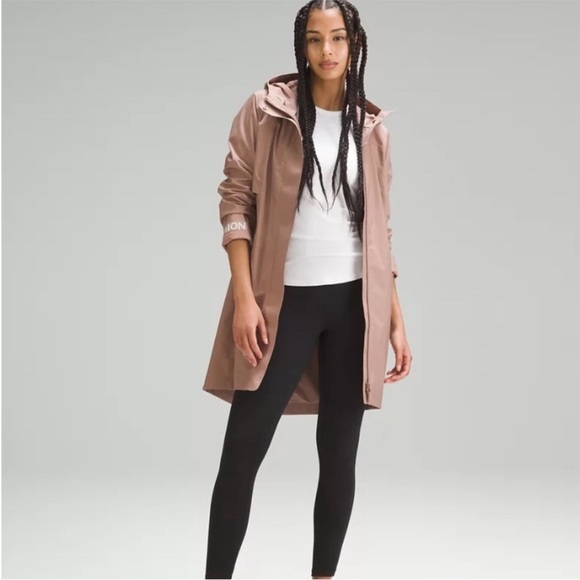 lululemon athletica Jackets & Blazers - Lululemon Rain Rebel Waterproof Hooded Jacket Pink Clay Size 4 FLAWED